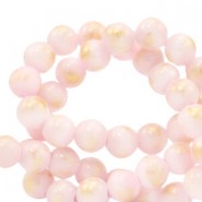 Jade Natural stone beads 6mm Soft pink-gold